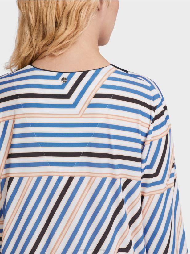 rochie midi cu dungi asimetrice Marc Cain azur îmbrăcăminte 4826HH52