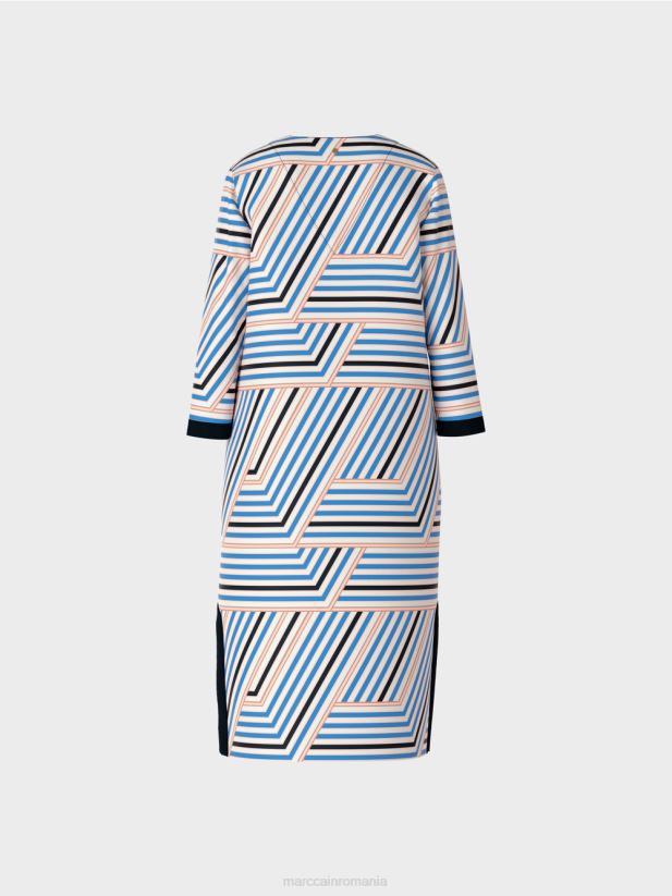 rochie midi cu dungi asimetrice Marc Cain azur îmbrăcăminte 4826HH52