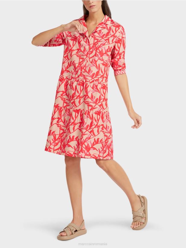 rochie midi cu revere Marc Cain bronz strălucitor îmbrăcăminte 4826HH105