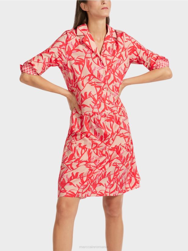 rochie midi cu revere Marc Cain bronz strălucitor îmbrăcăminte 4826HH105