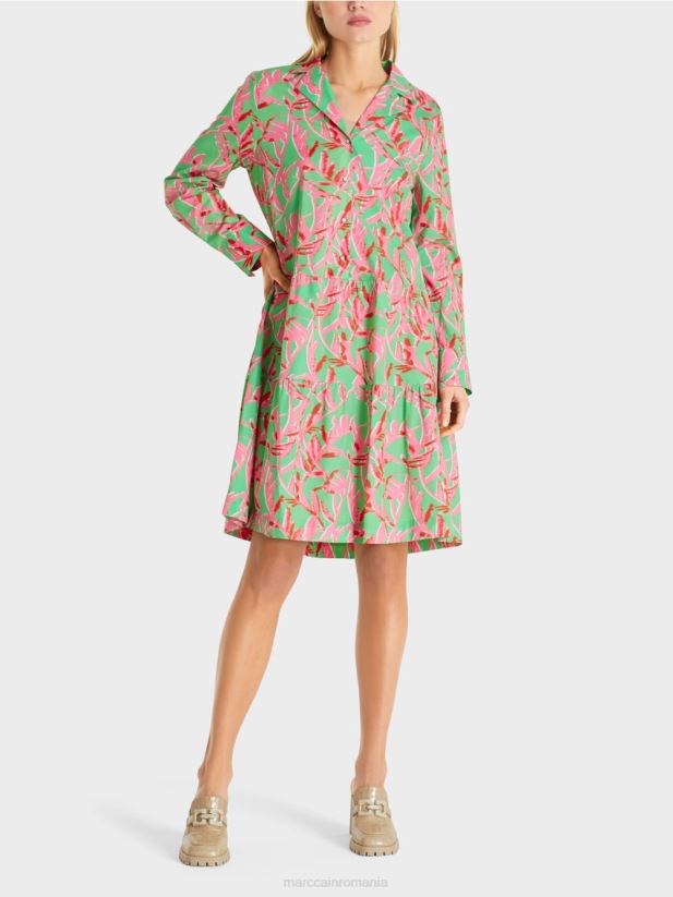 rochie midi cu revere Marc Cain jad strălucitor îmbrăcăminte 4826HH108