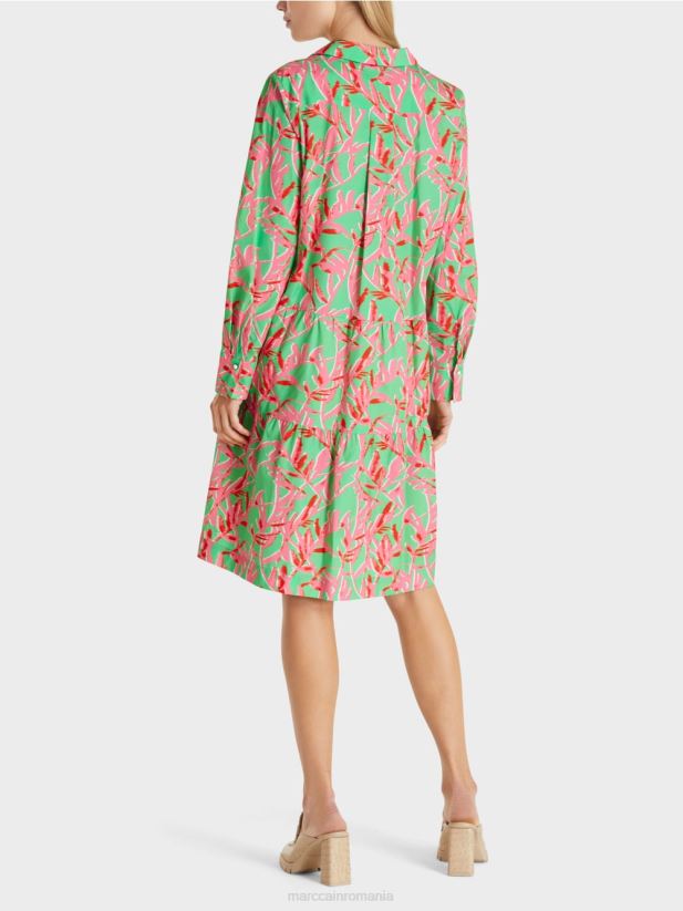 rochie midi cu revere Marc Cain jad strălucitor îmbrăcăminte 4826HH108