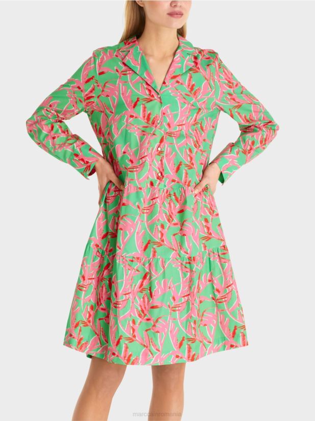 rochie midi cu revere Marc Cain jad strălucitor îmbrăcăminte 4826HH108