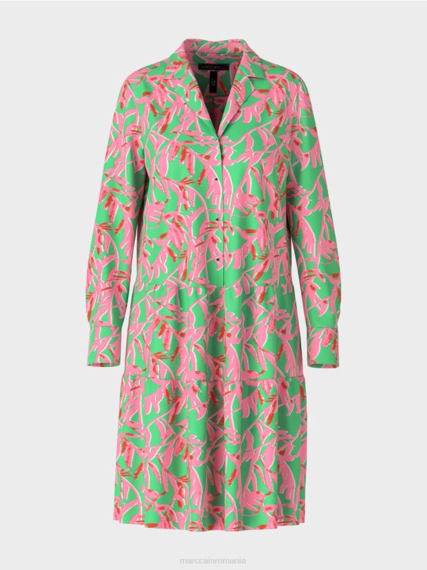 rochie midi cu revere Marc Cain jad strălucitor îmbrăcăminte 4826HH108