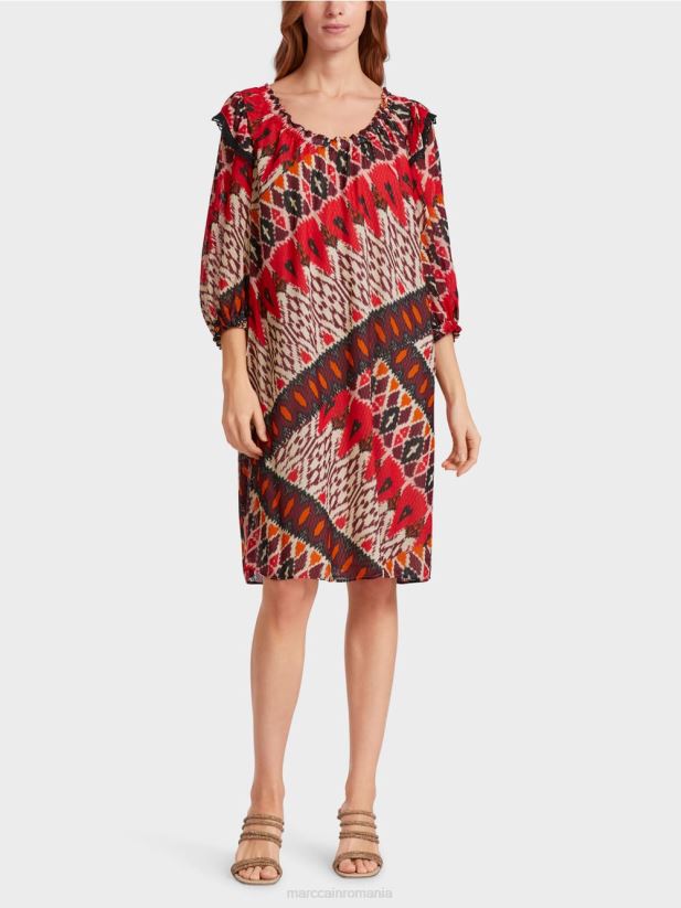 rochie mini din vascoza imprimata Marc Cain rosu intens îmbrăcăminte 4826HH65