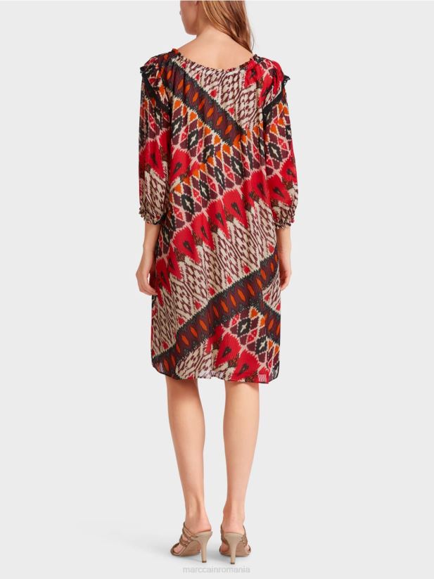 rochie mini din vascoza imprimata Marc Cain rosu intens îmbrăcăminte 4826HH65