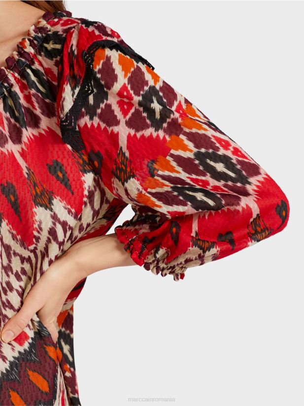 rochie mini din vascoza imprimata Marc Cain rosu intens îmbrăcăminte 4826HH65