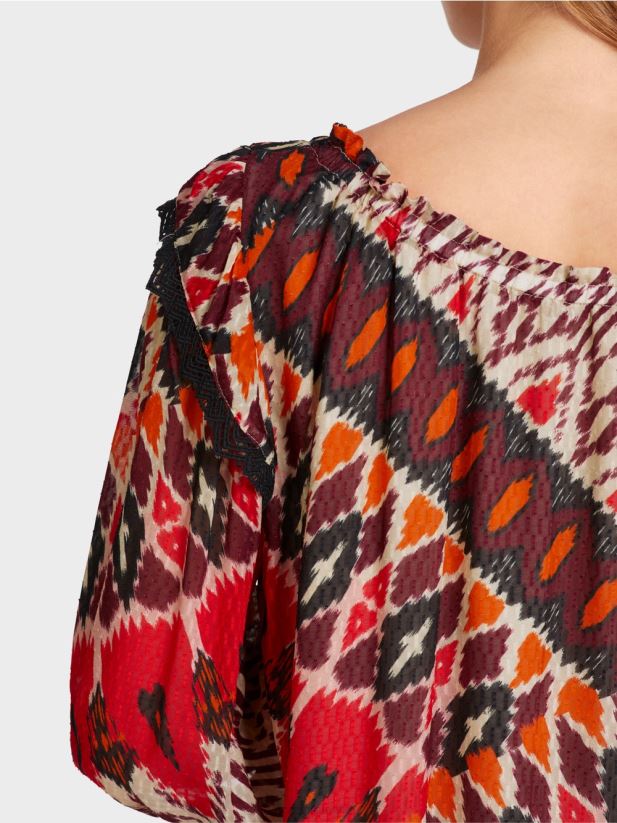 rochie mini din vascoza imprimata Marc Cain rosu intens îmbrăcăminte 4826HH65