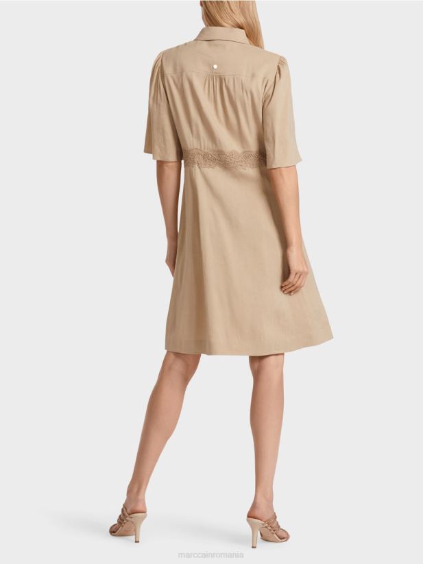 rochie mulata din in Marc Cain nisip adânc îmbrăcăminte 4826HH84