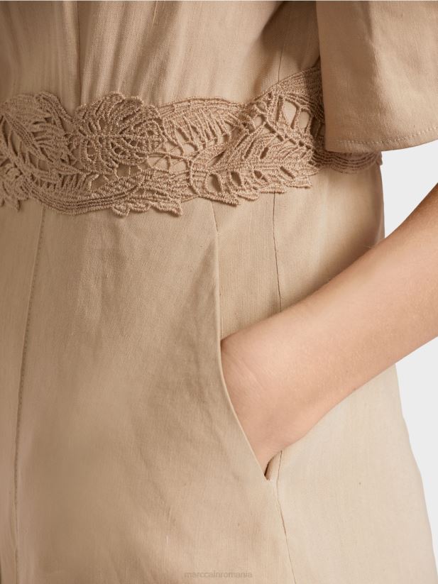 rochie mulata din in Marc Cain nisip adânc îmbrăcăminte 4826HH84