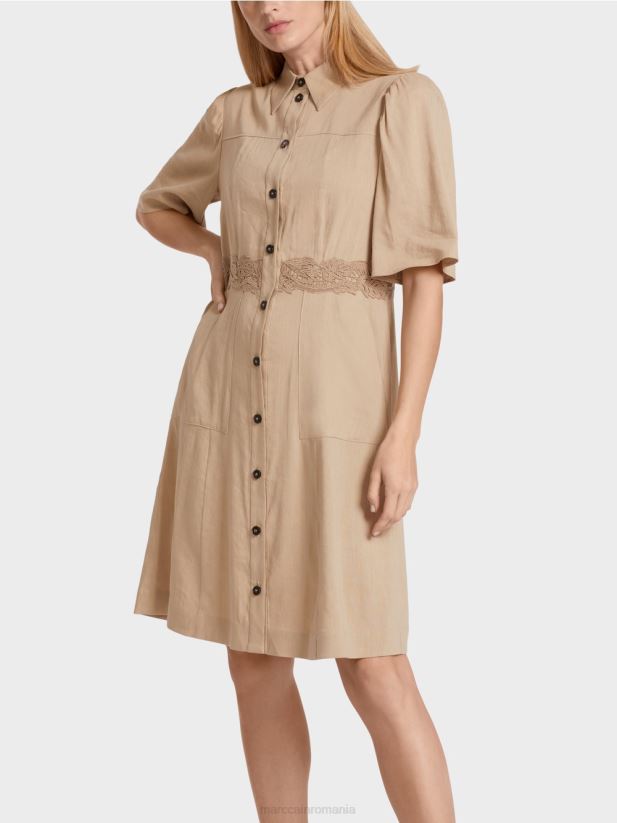 rochie mulata din in Marc Cain nisip adânc îmbrăcăminte 4826HH84