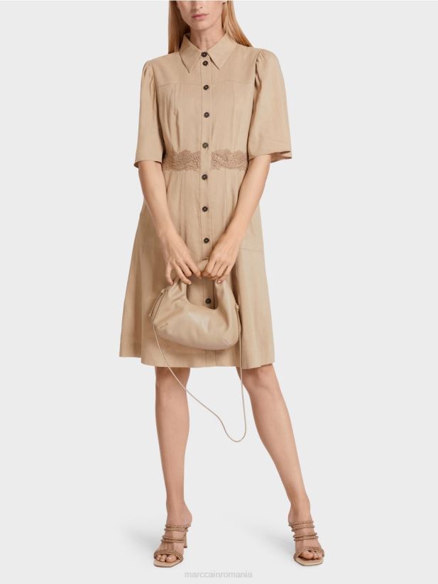rochie mulata din in Marc Cain nisip adânc îmbrăcăminte 4826HH84
