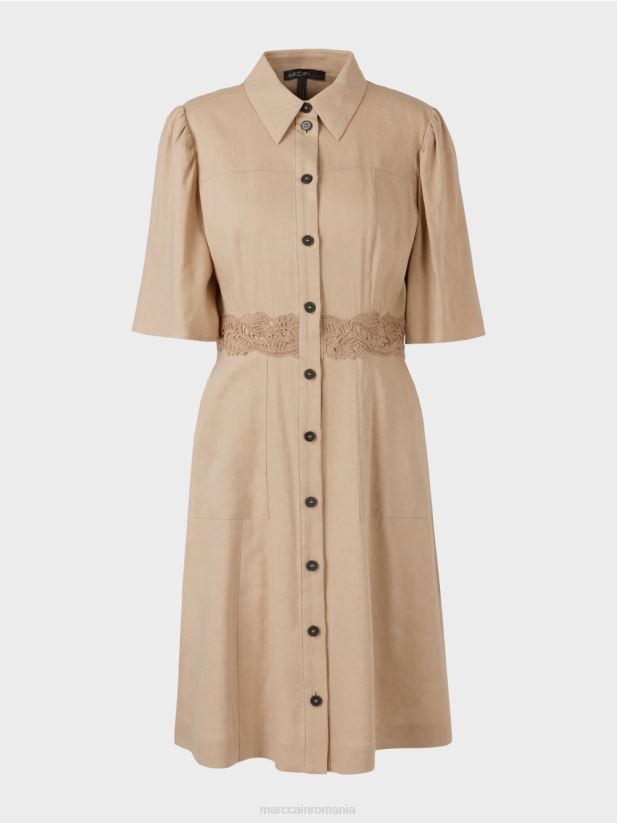 rochie mulata din in Marc Cain nisip adânc îmbrăcăminte 4826HH84