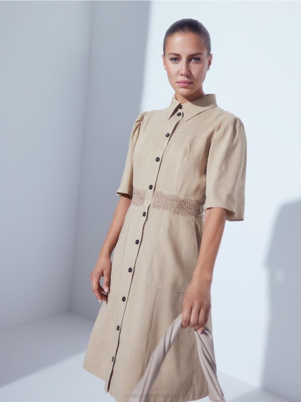 rochie mulata din in Marc Cain nisip adânc îmbrăcăminte 4826HH84