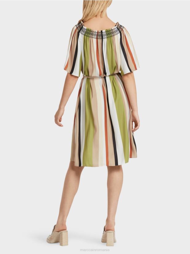 rochie raglan cu dungi verticale Marc Cain verde oliv intens îmbrăcăminte 4826HH87