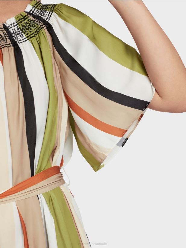 rochie raglan cu dungi verticale Marc Cain verde oliv intens îmbrăcăminte 4826HH87