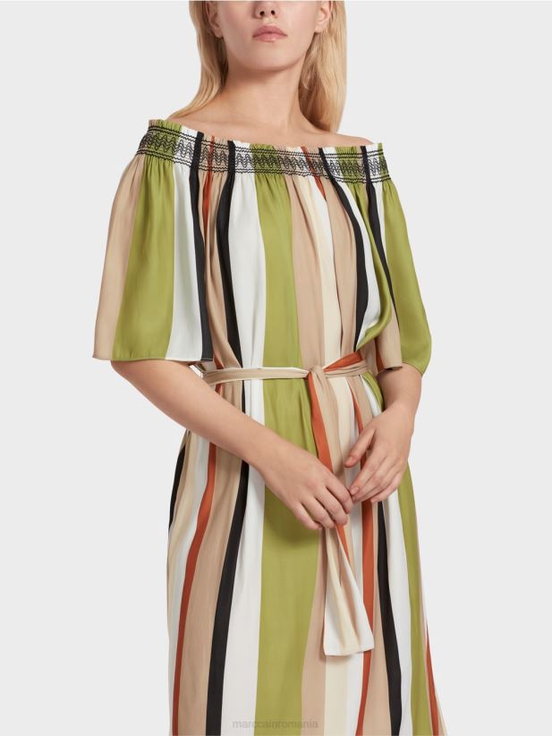 rochie raglan cu dungi verticale Marc Cain verde oliv intens îmbrăcăminte 4826HH87