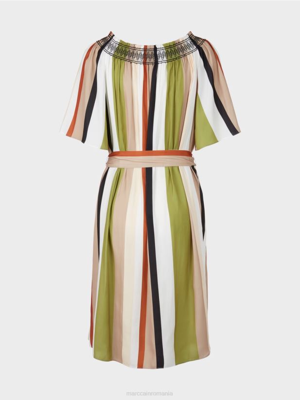 rochie raglan cu dungi verticale Marc Cain verde oliv intens îmbrăcăminte 4826HH87