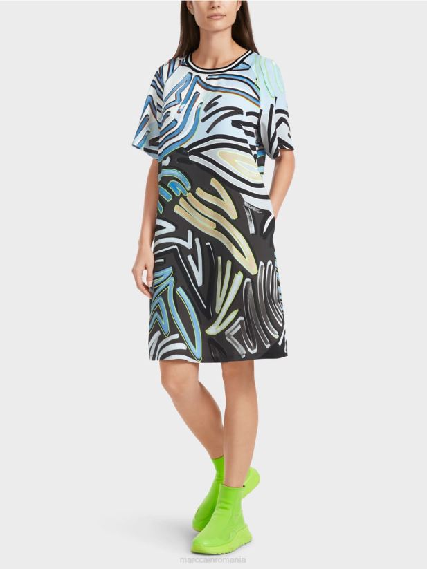 rochie raglan în formă de a Marc Cain albastru pudra moale îmbrăcăminte 4826HH28