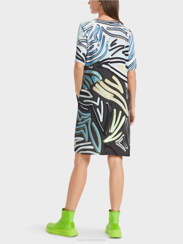 rochie raglan în formă de a Marc Cain albastru pudra moale îmbrăcăminte 4826HH28