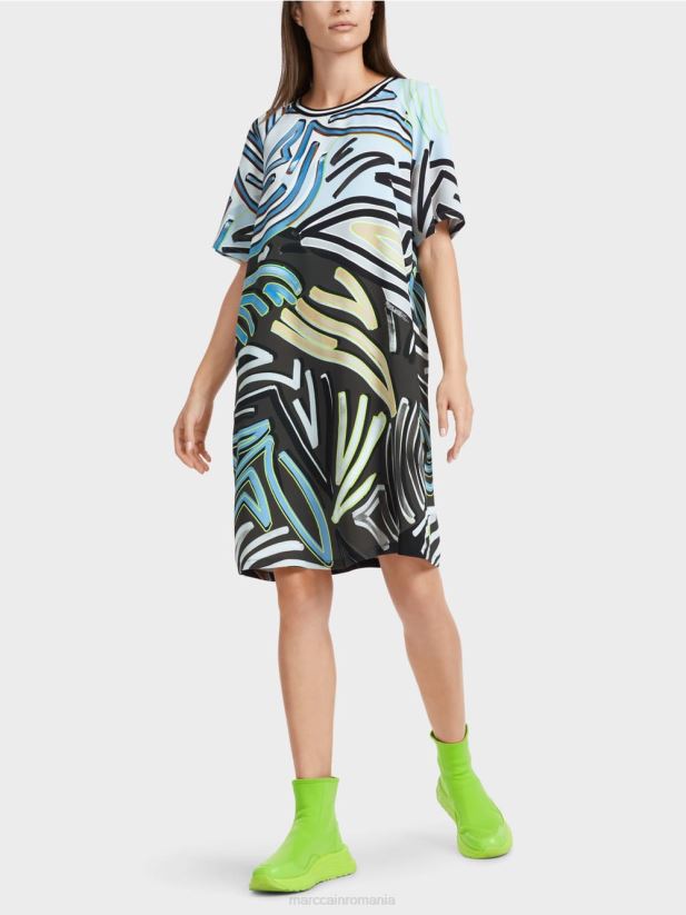 rochie raglan în formă de a Marc Cain albastru pudra moale îmbrăcăminte 4826HH28