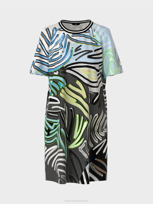 rochie raglan în formă de a Marc Cain albastru pudra moale îmbrăcăminte 4826HH28