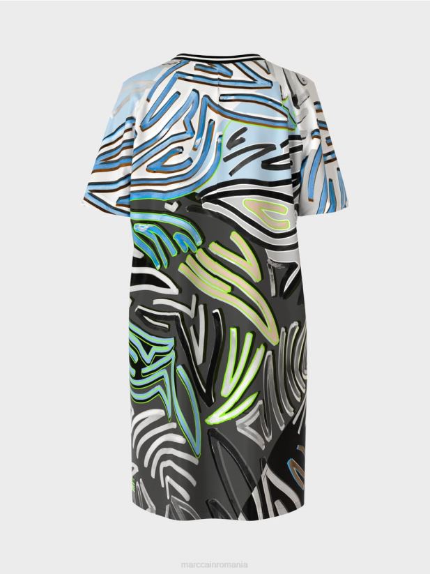 rochie raglan în formă de a Marc Cain albastru pudra moale îmbrăcăminte 4826HH28