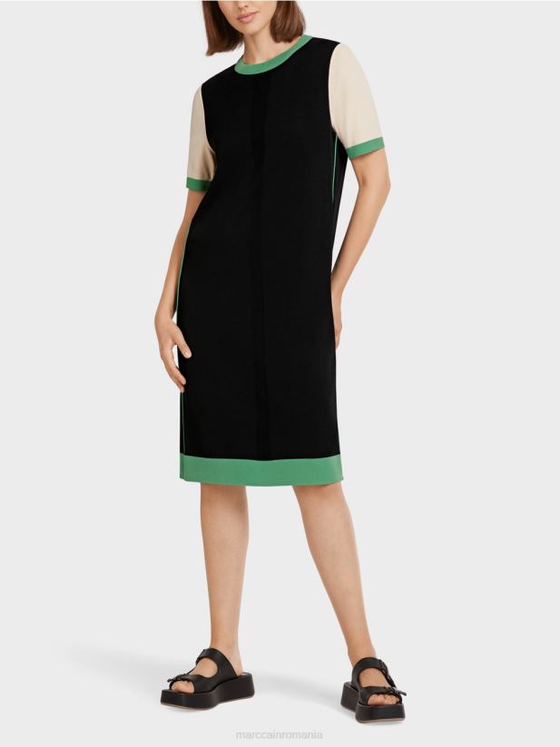 rochie „rethink together” cu decolteu rotund Marc Cain negru îmbrăcăminte 4826HH128