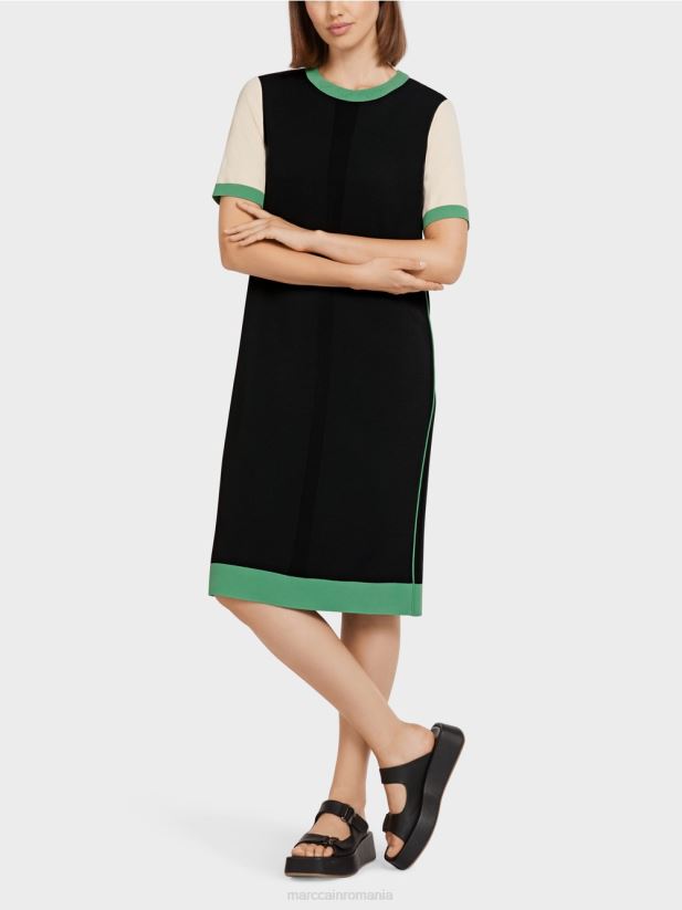 rochie „rethink together” cu decolteu rotund Marc Cain negru îmbrăcăminte 4826HH128