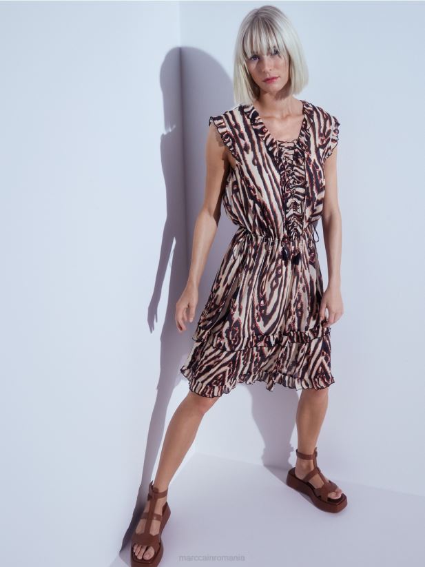 rochie scurta din crep de vascoza Marc Cain rosu intens îmbrăcăminte 4826HH59