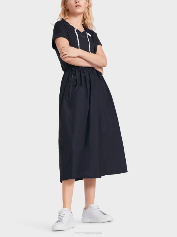 rochie simplă cu șnur Marc Cain albastru miezul nopții îmbrăcăminte 4826HH56