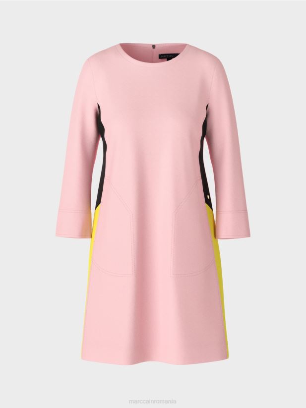 rochie sport cu dungi impletite Marc Cain roz pudra moale îmbrăcăminte 4826HH32