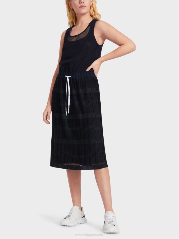 rochie sport cu pliuri Marc Cain albastru miezul nopții îmbrăcăminte 4826HH55