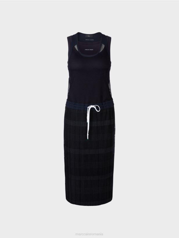 rochie sport cu pliuri Marc Cain albastru miezul nopții îmbrăcăminte 4826HH55