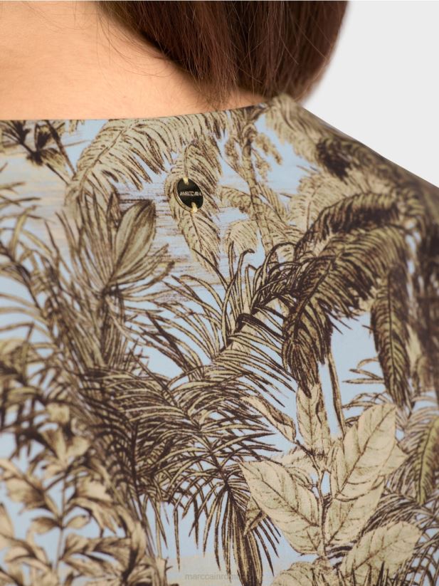 rochie supradimensionata cu cordon Marc Cain albastru pudra deschis îmbrăcăminte 4826HH99