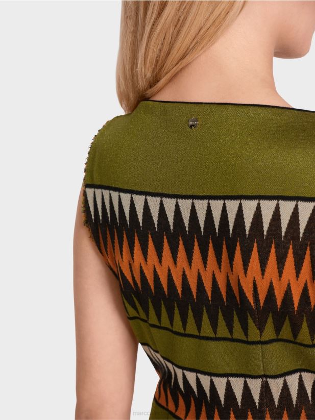 rochie tricotată „regândește împreună”. Marc Cain verde oliv intens îmbrăcăminte 4826HH95