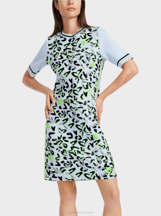 rochie tricou \"tricotata in germania Marc Cain albastru pudra moale îmbrăcăminte 4826HH27