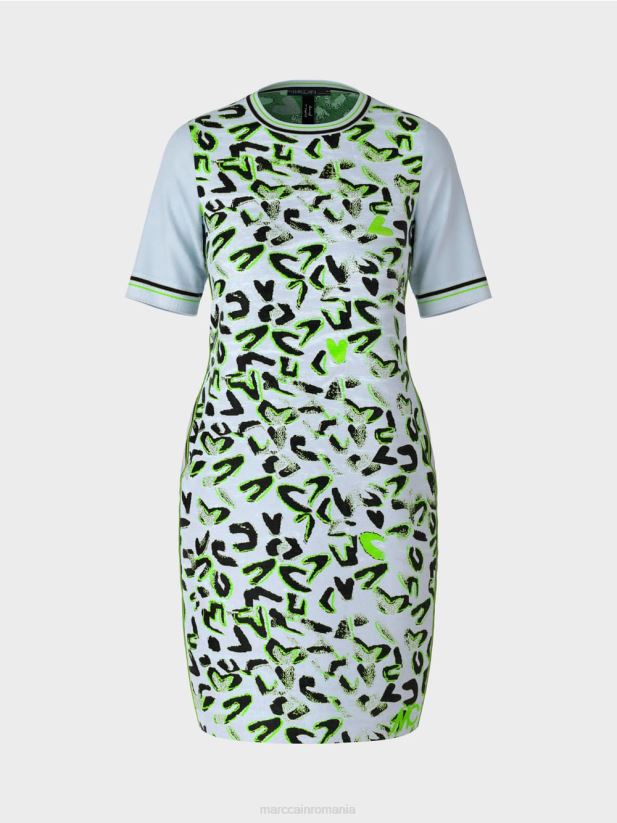 rochie tricou \"tricotata in germania Marc Cain albastru pudra moale îmbrăcăminte 4826HH27