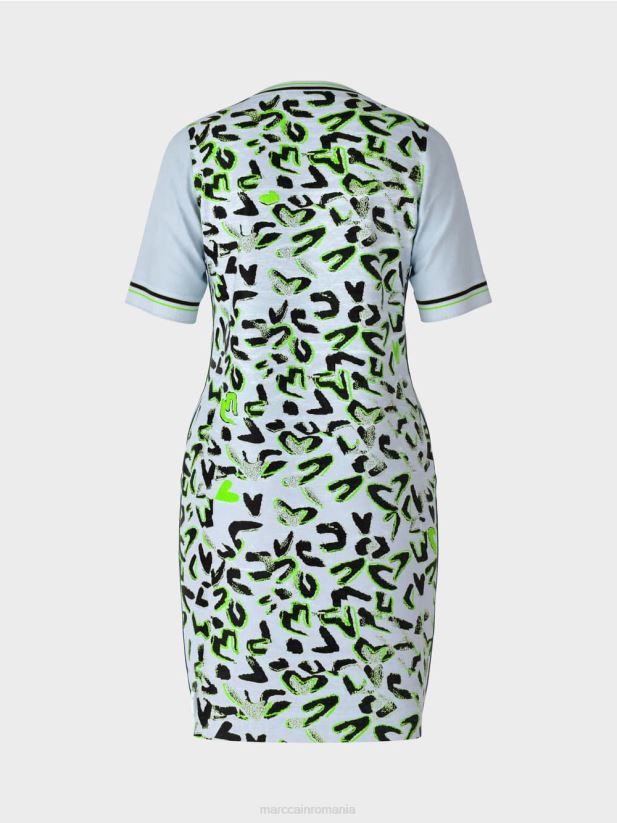 rochie tricou \"tricotata in germania Marc Cain albastru pudra moale îmbrăcăminte 4826HH27