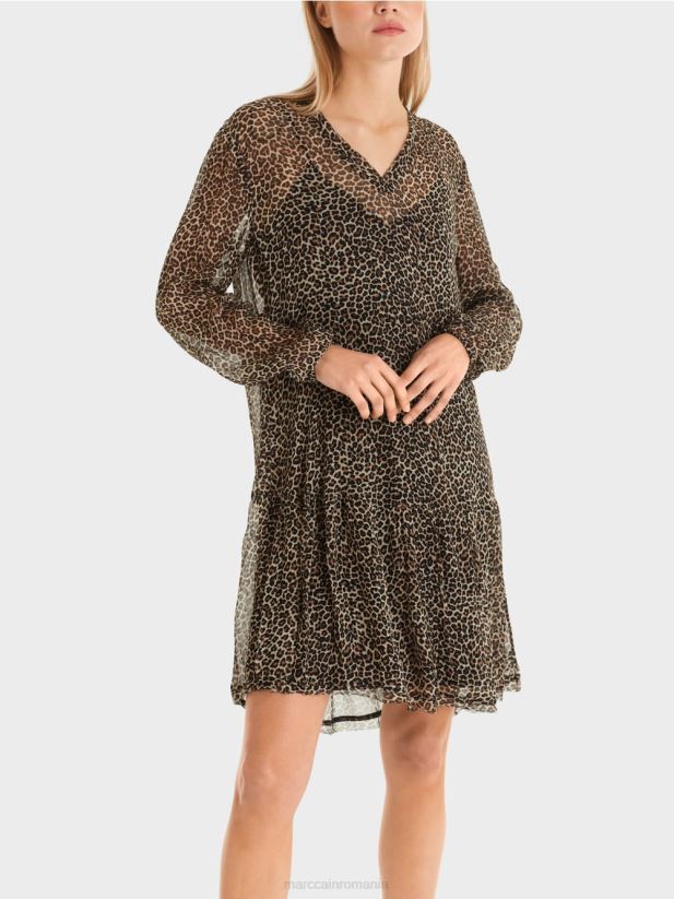 rochie ușoară din crep de viscoză Marc Cain cremă pudră îmbrăcăminte 4826HH48