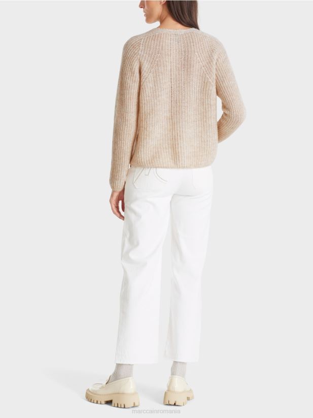 V-sweater 100% fabricat in Germania Marc Cain lapte de migdale îmbrăcăminte 4826HH1057