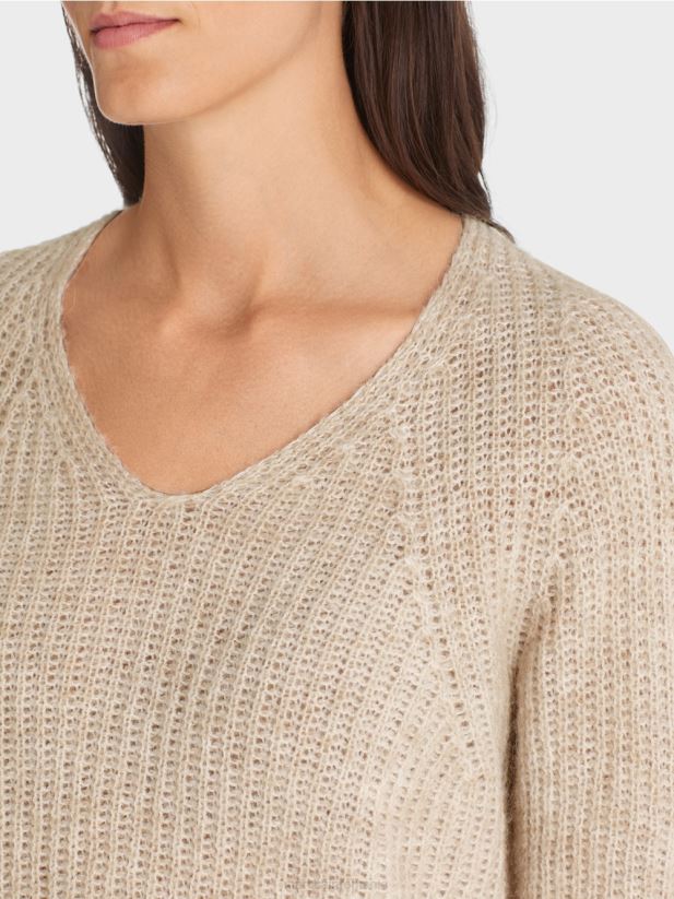 V-sweater 100% fabricat in Germania Marc Cain lapte de migdale îmbrăcăminte 4826HH1057