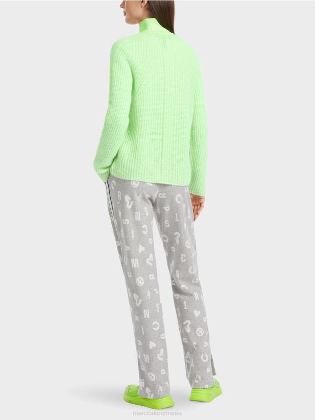 V-sweater 100% fabricat in Germania Marc Cain verde strălucitor șocant îmbrăcăminte 4826HH1094