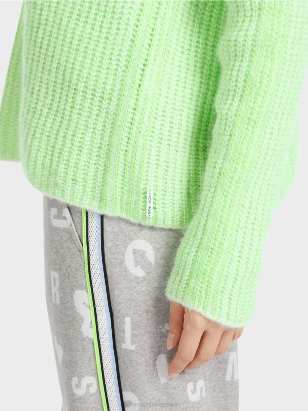 V-sweater 100% fabricat in Germania Marc Cain verde strălucitor șocant îmbrăcăminte 4826HH1094