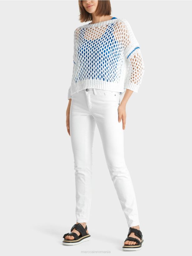 cardigan perforat tricotat in germania Marc Cain alb îmbrăcăminte 4826HH1124