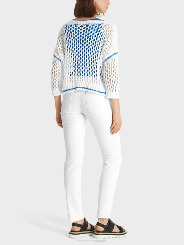 cardigan perforat tricotat in germania Marc Cain alb îmbrăcăminte 4826HH1124