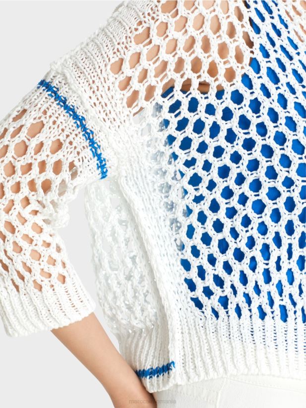 cardigan perforat tricotat in germania Marc Cain alb îmbrăcăminte 4826HH1124
