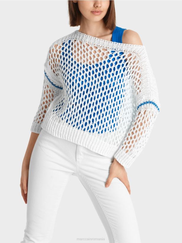 cardigan perforat tricotat in germania Marc Cain alb îmbrăcăminte 4826HH1124