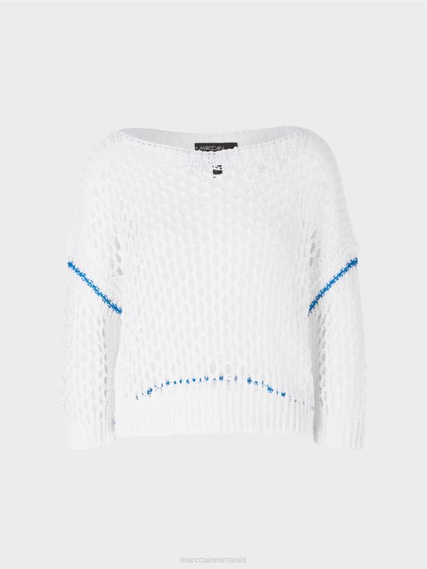 cardigan perforat tricotat in germania Marc Cain alb îmbrăcăminte 4826HH1124