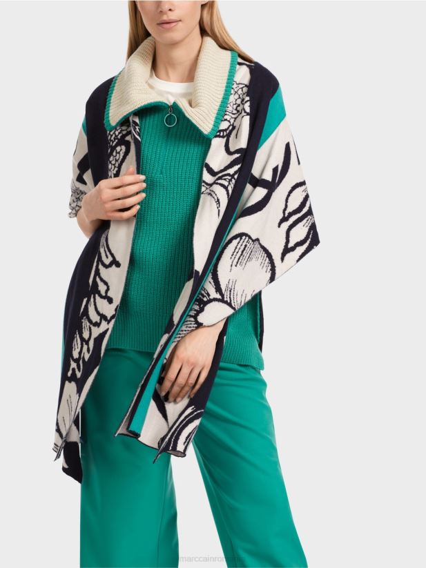 eșarfă din tricot fin cu model Marc Cain floare de migdal îmbrăcăminte 4826HH1068